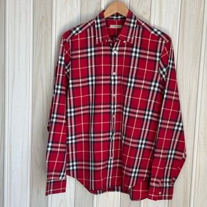 Burberry  Brit ;Red and Black Plaid Men's Shirt